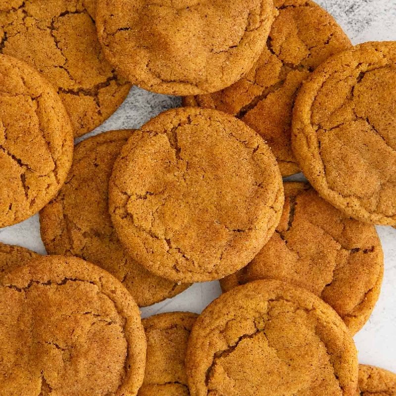Pumpkin snickerdoodle cookies with crackled cinnamon-sugar tops